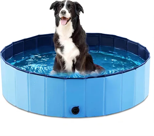 Vista 27 de Jasonwell Piscina plegable para perros, piscina plegable de plástico duro, piscina portátil para niños y mascotas, bañera para cachorros pequeños