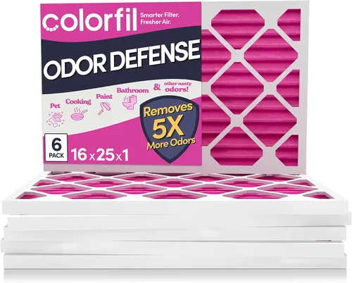 Vista 10 de Colorfil - Filtro de aire de 12 x 12 x 1 pulgadas, filtros que cambian de color para olores de gatos y perros, filtro de aire acondicionado MERV 8