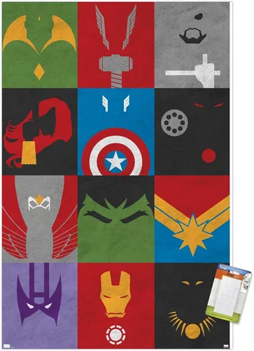 Vista 16 de Trends International Marvel Comics-Avengers-Minimalist Grid Mount Póster de pared