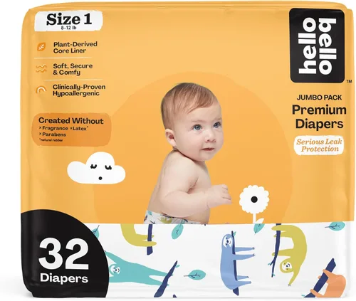 Vista 32 de Hello Bello Premium Pañales para bebé talla 1, 32 unidades de pañales desechables, extra absorbentes, hipoalergénicos con ajuste cómodo y seguro