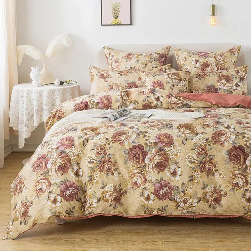 Vista 10 de FADFAY Juego de funda de edredón tamaño individual azul con flores de rosa y peonía, ropa de cama rústica con flores de peonía, juego de funda