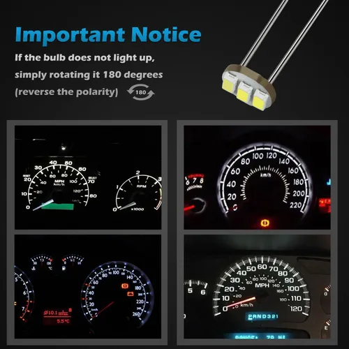 Vista 6 de Partsam 20pcs 0.185 in-12v coche blanco mini bombillas lámparas indicador racimo velocímetro iluminación de fondo
