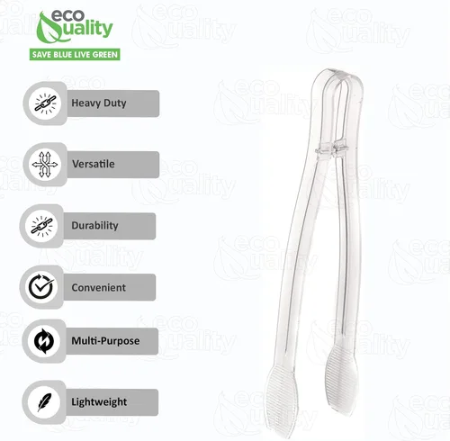 Vista 2 de Pinzas desechables de plástico transparente para servir bufé de 7 pulgadas, mini pinzas para utensilios, pinzas de aperitivo, pinzas de cocina