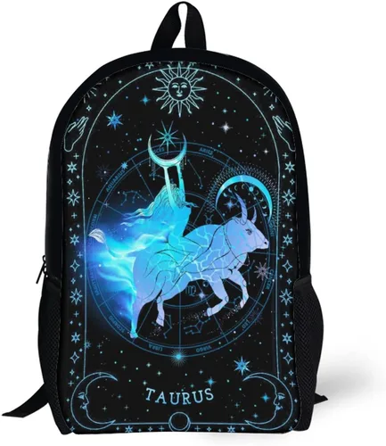Vista 5 de Mochila de Constelación 3D Zodiac Impreso Mochila de Viaje Mochila Portátil Casual Mochila Mochila Mochila Escolar Ligera, Tauro., Mochilas de viaje