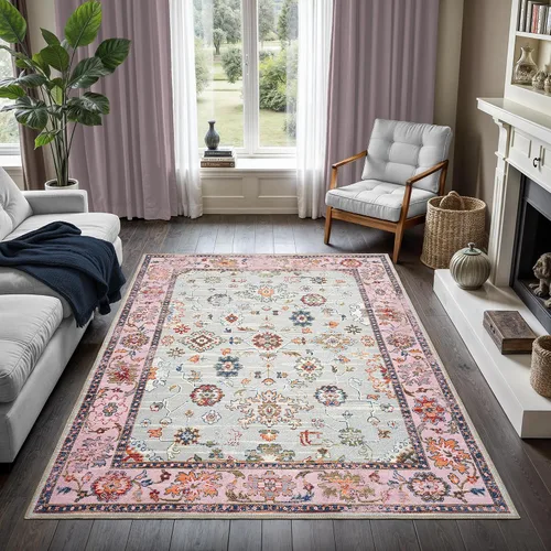 Vista 355 de GLN Rugs Traditional Collection - Alfombra de felpilla lavable a máquina, tradicional lavable, antideslizante, alfombra de felpilla de pelo corto