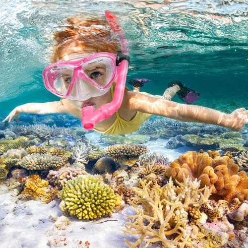 Vista 2 de 2 Sets Snorkeling Gear for Kids, Kids Snorkel Set for Ages 6-14, Dry Top Snorkel Mask Set for Youth Boys Girls Junior, Tempered Glass Diving