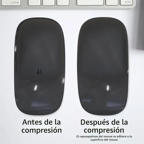 Vista 5 de Cojín de silicona para mouse mágico de Apple, alfombrilla ergonómica, agarre de superficie multitáctil, sin pegamento para reposamanos (negro)