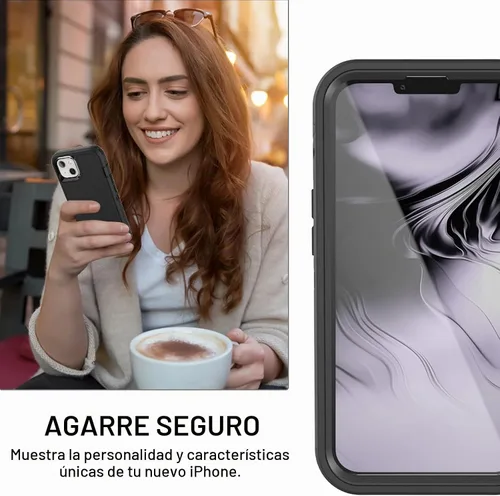 Vista 7 de AICase para iPhone 13/iPhone 14 con funda con clip para cinturón, protector de pantalla, funda protectora resistente de grado militar, protección