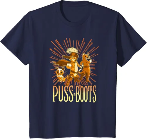 Vista 54 de DreamWorks Puss in Boots: The Last Wish Cat Trio Poster - Camiseta pequeña Negro