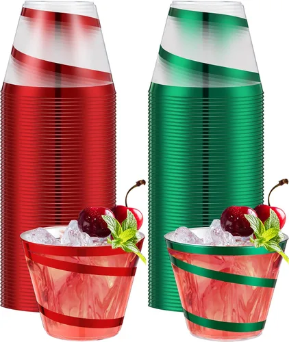 Vista 32 de Gejoy Vasos de plástico con borde de 9 onzas, vasos desechables para beber vino, vasos de graduación transparentes y elegantes para suministros