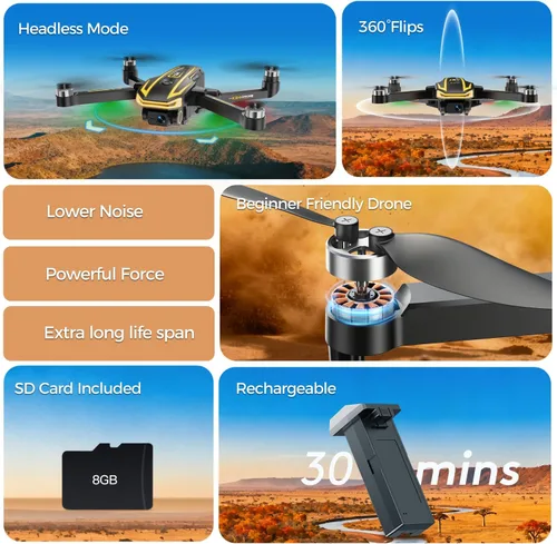 Vista 7 de FPV Drone con cámara 4K para adultos, pantalla grande en control remoto, 2 baterías y funda de transporte, regalo para hombres, cuadricóptero fácil