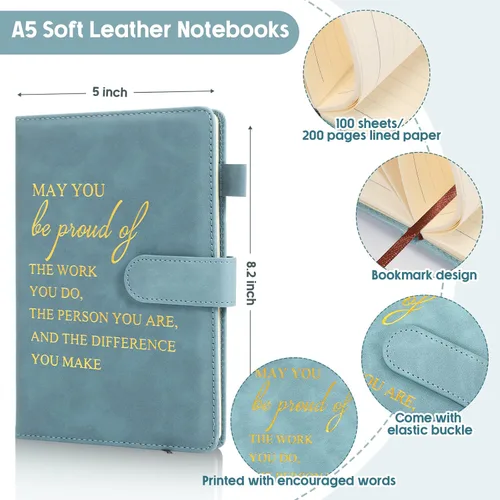 Vista 2 de Roowest 30 unidades de regalos de agradecimiento para empleados, cuaderno de cuero A5 inspirador, bloc de notas motivacional a granel, diario