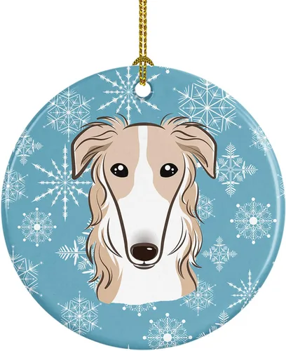 Vista 5 de Caroline's Treasures Adorno de cerámica con diseño de copo de nieve para colgar en el árbol de Navidad, para el hogar, Navidad, fiestas, regalo, 3