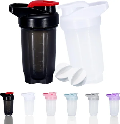 Vista 11 de Shaker Bottle Protein Shakes Cup y botella agitadora de 10 onzas/10.1 fl oz con bolas batidoras, juego de botellas de proteínas, plástico sin BPA