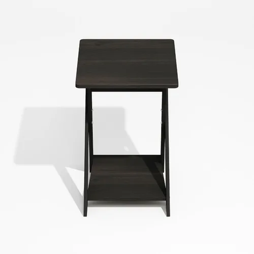 Vista 6 de Furinno Mesa auxiliar moderna, mesa de lado con patas en X y estante abierto, mesita de noche entrecruzada, mesita de luz, fácil de montar