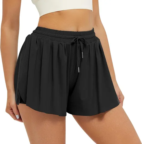 Vista 7 de FireSwan Pantalones cortos deportivos fluidos para mujer, 2 en 1, con bolsillos, para correr, gimnasio, entrenamiento, tenis, falda pantalón