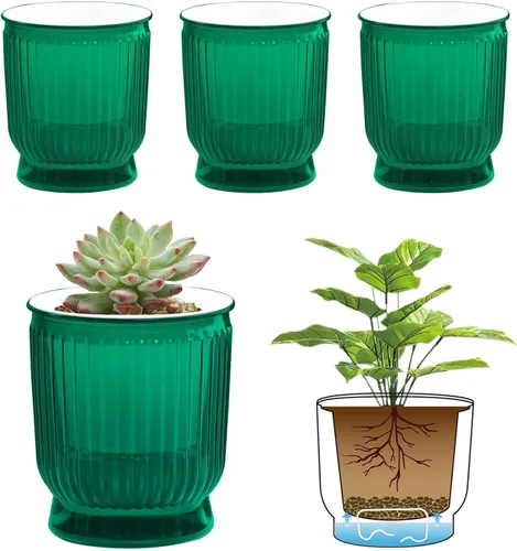 Vista 11 de T4U Macetas de riego automático para plantas de interior de 4 pulgadas Transparente