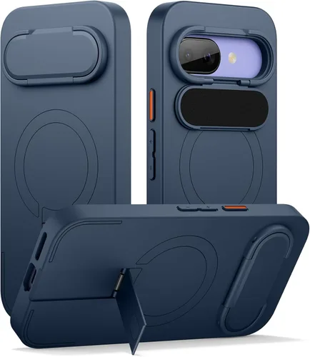 Vista 16 de SURITCH Funda para teléfono Google Pixel 9 Pro XL, compatible con MagSafe, funda protectora con cubierta de cámara y soporte de metal ajustable