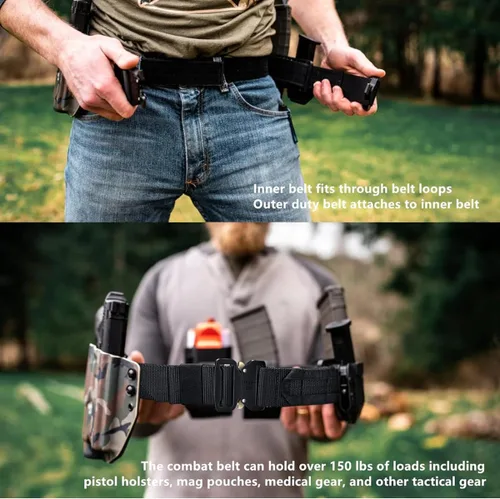 Vista 6 de Quick Release Buckle EC MOLLE Utility Belt 2in1 Tactical Heavy Duty Gun Belt Law Enforcement for Men Women