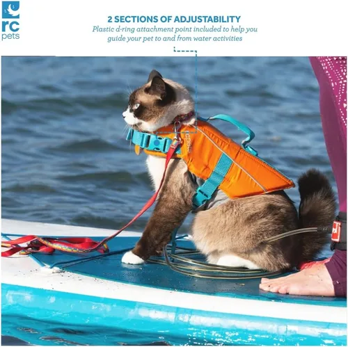 Vista 4 de RC Pets Tidal - Chaleco salvavidas ajustable para perro, naranja/verde azulado, talla XXS