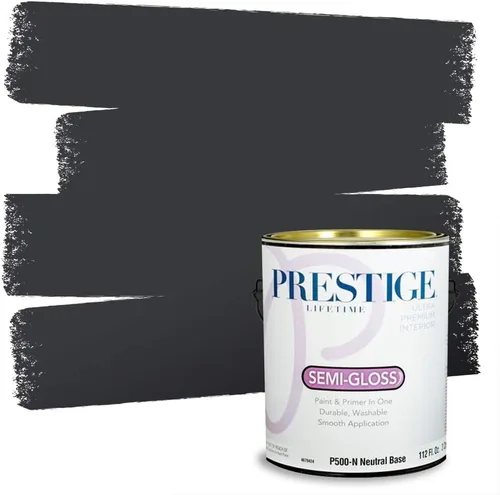 Vista 65 de PRESTIGE Pinturas Pintura Exterior e Imprimación en Uno, 1 Galón, Mate, Combinación Comparable de Sherwin Williams* Black Magic* SW6991-PCM