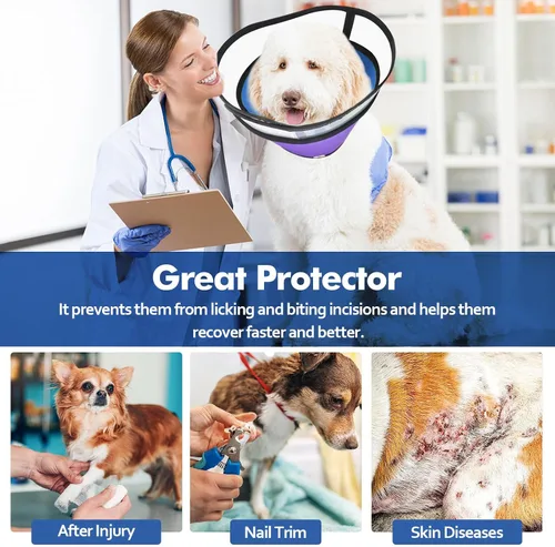 Vista 3 de Conos para perros medianos y grandes, alternativa de collar de cono suave para después de la cirugía