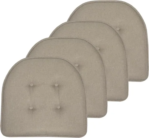 Vista 130 de Sweet Home Collection - Cojín de asiento de espuma viscoelástica y respaldo de caucho antideslizante con capitoné para silla, cojín en U, 17x16 Gris
