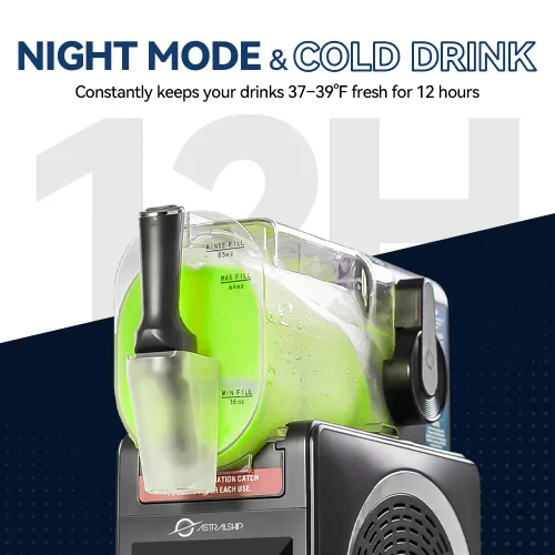 Vista 5 de Máquina de Granizados de 85 oz Fabricadora de Bebidas Congeladas con 6 Programas Preestablecidos, Control Inteligente de Temperatura, Enjuague