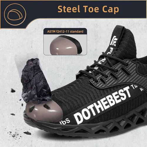 Vista 2 de Furuian - Tenis con punta de acero para hombres y mujeres, zapatos de seguridad ligeros, cómodos, a prueba de pinchazos, zapatos de trabajo