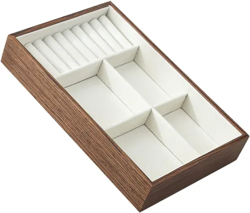 Vista 6 de Holibanna 3pcs Walnut Jewelry Tray trinket tray decorative tray jewelry organizer tray jewelry organization lidded trinket case jewelry display tray
