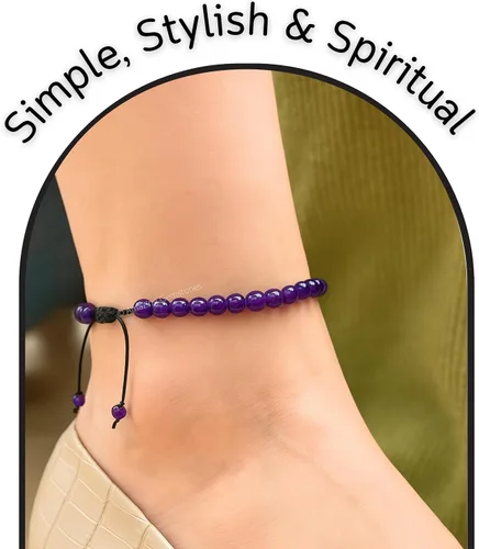 Vista 88 de Amazing Gemstone Crystal Anklet Ankle Bracelets for Women - Waterproof Beaded Healing Crystal Anklets, Plus Size Chakra Gemstone Bead Anklet