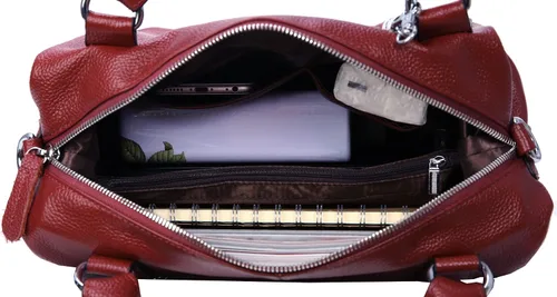Vista 7 de Heshe - Bolsa de hombro de piel para mujer, con asa superior, bolsa cruzada