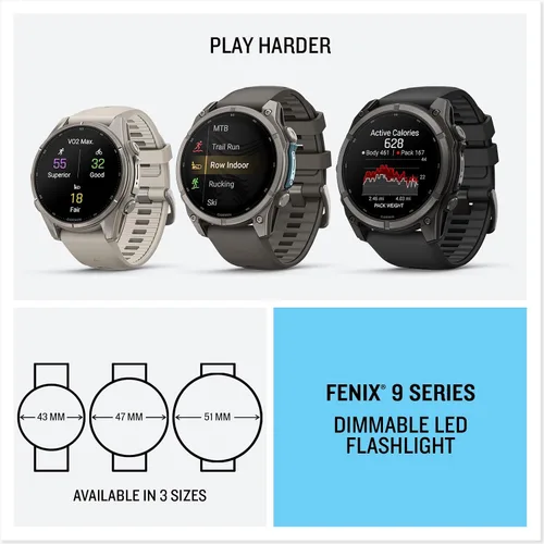 Vista 7 de Garmin fēnix® 9 Pro, titanio, 1.850 in, naranja otoño/naranja chispa