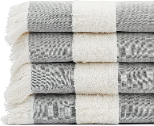 Vista 11 de Toalla de playa turca ligera, 100% algodón BCI, flecos crudos sin blanquear, certificado Oeko-TEX, absorbente, respetuosa con el medio ambiente, 36
