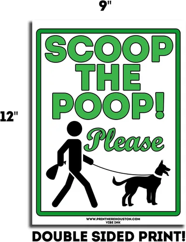 Vista 2 de VIBE INK Scoop The Poop Please Clean Up After Your Dog de 9 x 12 pulgadas - Señales de césped para perros con alambre de metal con estacas en H