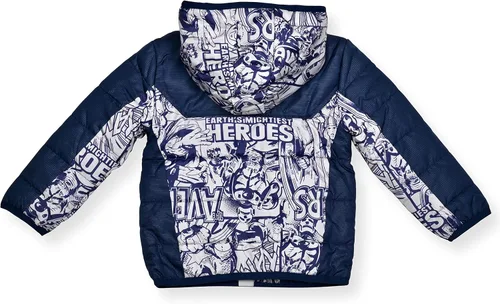 Vista 2 de Marvel Avengers - Chaqueta acolchada con cremallera para niños pequeños, color azul marinoblanco