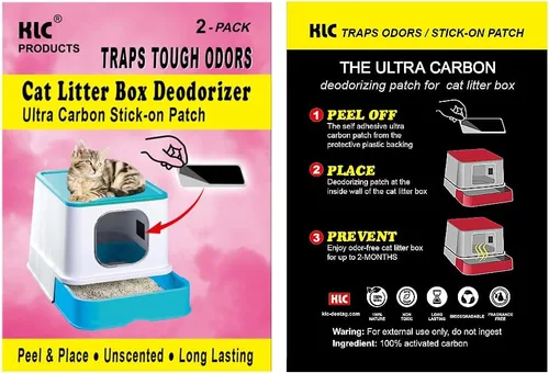 Vista 4 de KLC Cat Box - Desodorizador de caja de carbón natural, paquete de 2 unidades, eliminador de olores de caja de arena para gatos