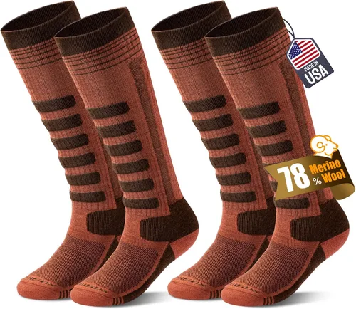 Vista 13 de 2 pares de calcetines de esquí de lana merina, fabricados en Estados Unidos, calcetines de esquí y snowboard para hombres y mujeres (Ashland)