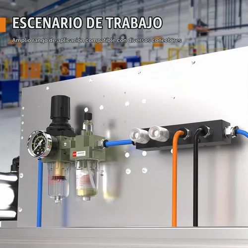 Vista 6 de Colector de aire 1/4 NPT, bloque divisor neumático de manguera