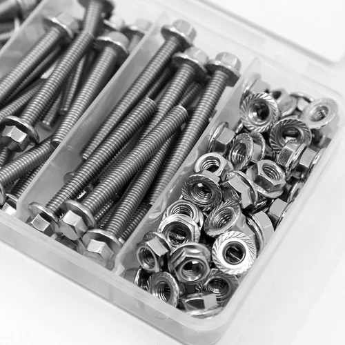 Vista 3 de 112 piezas M6 pernos y tuercas de acero inoxidable 304 con cabeza hexagonal y brida de 10 mm, 20 mm, 30 mm, 40 mm, 50 mm