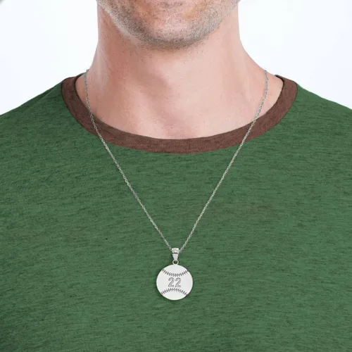 Vista 5 de Collar de béisbol y softbol con certificado de oro amarillo de 10 quilates con su nombre y número