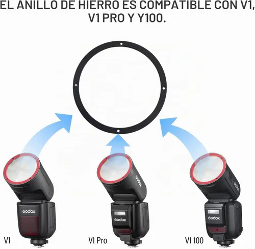 Vista 3 de Anillo magnético para flash Godox V1 U, V1PRO U, V100 U de cabeza redonda, compatible con accesorios magnéticos Godox AK-R1