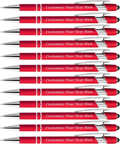 Vista 14 de Bolígrafos personalizados con punta de lápiz digital, bolígrafos grabados personalizados, bolígrafo de bola de tacto suave, bolígrafos con nombre