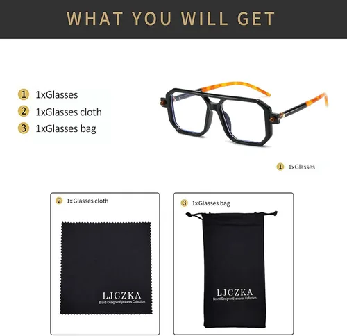 Vista 5 de LJCZKA Gafas cuadradas con bloqueo de luz azul para mujeres y hombres, estilo vintage de los años 70, anteojos de piloto planos para computadora