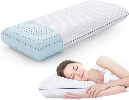 Vista 8 de CushyOasis - Almohadas de espuma viscoelásticas para dormir de lado, espalda y boca abajo, almohada de cama con funda lavable y malla transpirable