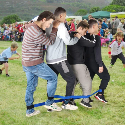 Vista 3 de Bandas de carreras de 4 patas, cuerda de amarre de carreras de 4 patas, colorida y duradera y firme elástica para niños y adultos, relevos