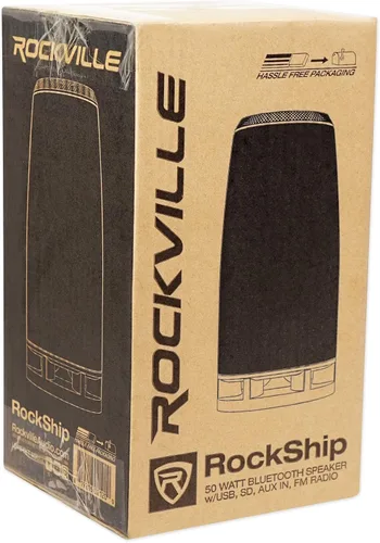 Vista 11 de Rockville RockShip - Altavoz Bluetooth portátil de 50 W, luces LED, radio FM, USB/AUX/SD, IPX4 resistente al agua, batería de 3600 mAh, para fiestas