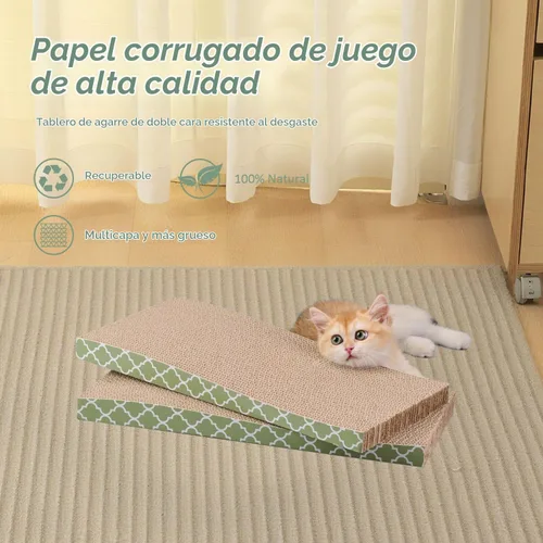Vista 4 de Cat Scratcher Cardboard Scratching Pads Scratch with Catnip 2PCS Reversible Corrugated Cardboard