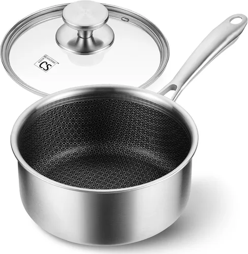 Vista 13 de KOCH SYSTEME CS Juego de cacerolas híbridas antiadherentes de acero inoxidable, 1QT y 2QT Juego de cacerolas de acero inoxidable triple capa