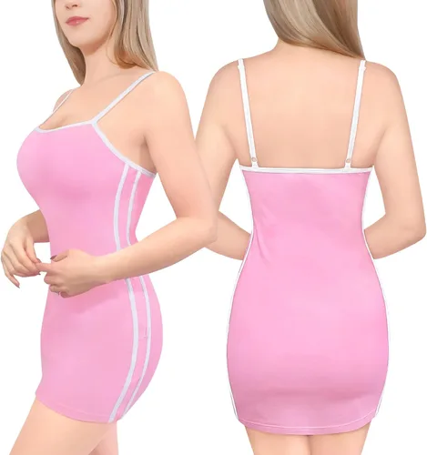Vista 2 de Littleforbig Diseño personalizado añade tu propio vestido deportivo a rayas laterales enterizos bodycon mini vestido